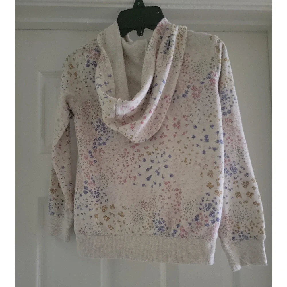 OshKosh Bgosh Girls Floral Zip Up Hoodie Cream Pink Size 8  3N975610